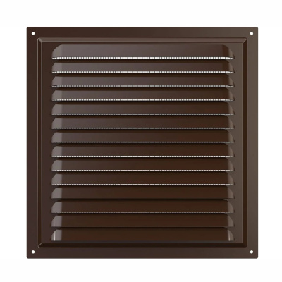 Решетка вентиляционная с покрытием полимерной эмалью, с сеткой 250х250, Сталь,коричневая
