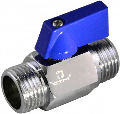 Кран шар. мини для воды 1/2" ш/ш флажок, хром. CTM CWMMM012