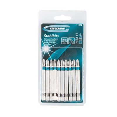 Набор бит PH2х70, сталь S2, шестигранный профиль, 10 шт.// Gross