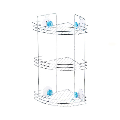 Полка д/ванной угловая 3-х ярусная на присосках Бриллиант 19*19*40см, хром. 310779, Рыжий Кот