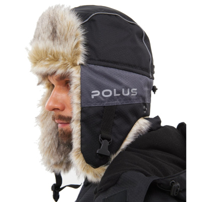 Шапка ушанка зимняя Полюс ткань Cell цвет Серый/Черный (58-60)