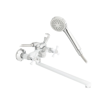 Смеситель ванн керам.кран-букса FRUD встр/диверт.руч/крест,бел/хром R22332