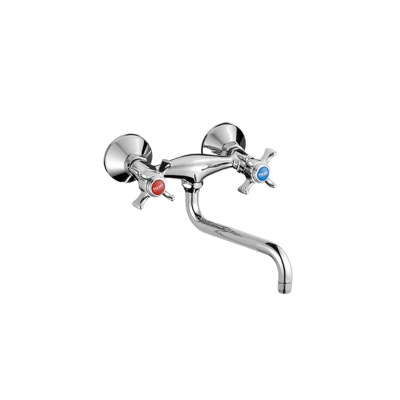 Смеситель для мойки двуруч. настенный c поворотным трубчатым изливом