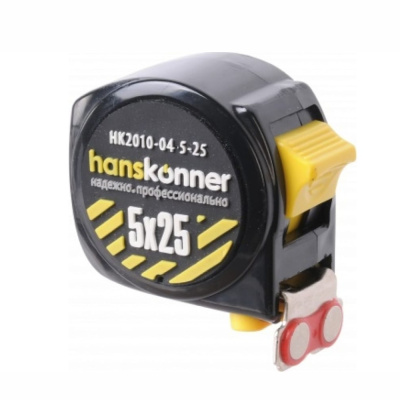 Рулетка 5x25, суперкомпакт, 2 стопа,на 32% компактней, мощный магнит, Hanskonner HK2010-04-5-25 