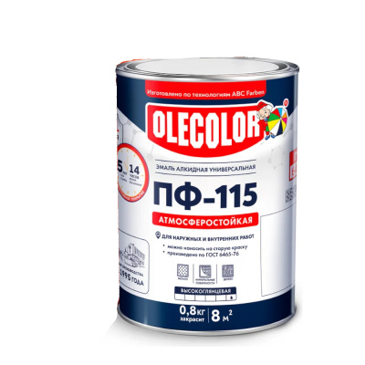 Эмаль ПФ-115 оранжевая алк. (0,8кг) OLECOLOR