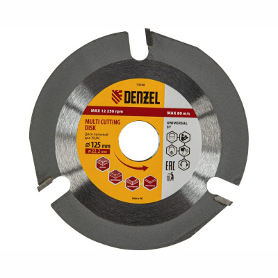 Диск пильный для УШМ, Мультирез, 125 х 22,2 мм// Denzel