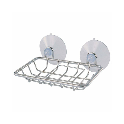 Мыльница для ванной подвесная на присосках, прямоугол., металл, 311463, Рыжий Кот