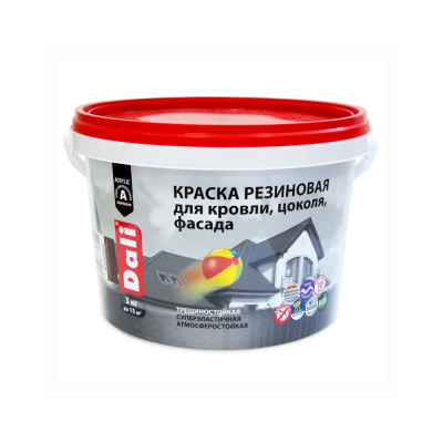 КРАСКА РЕЗИНОВАЯ "DALI" КОРИЧНЕВАЯ 3 КГ (1) "РОГНЕДА"