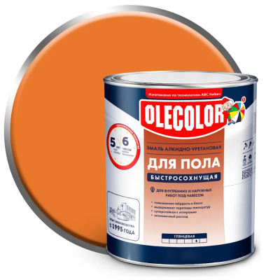 Эмаль для пола алкидно-уретановая быстросохнущая (6ч)золотистый 1,8 кг OLECOLOR