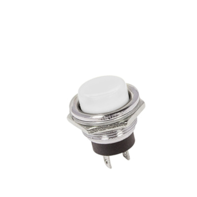 Выключатель-кнопка  металл 250V 2А (2с) (ON)-OFF  D16.2  белая  REXANT, 36-3355