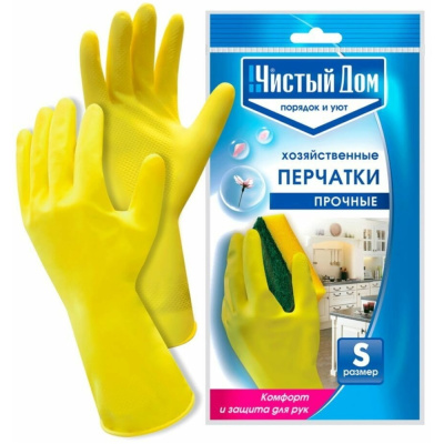 Перчатки латексные прочные S (43гр пара) 06-892 Чистый дом