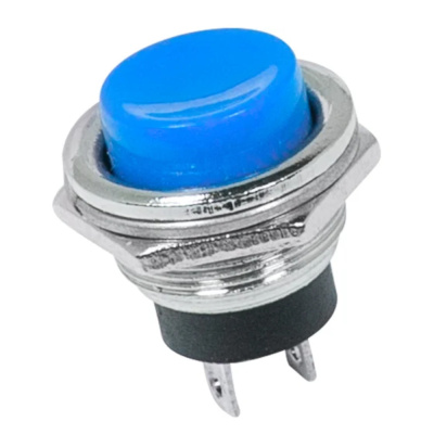 Выключатель-кнопка  металл 250V 2А (2с) (ON)-OFF  D16.2  синяя  REXANT, 36-3352