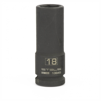 Головка ударная удлиненная шестигранная, 18 мм, 1/2", CrMo// Stels