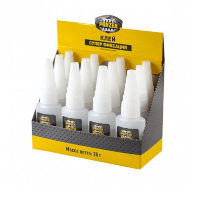 Клей супер фиксация универсальный 20г в шоу-боксе "PANZER"