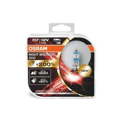 Лампа авт. 12V (+200%) H7 55W PX26d (комплект: 2 шт.) Night Breaker 200 Osram