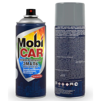Эмаль аэрозольная универсальная "металлик" MobiCAR, 520 мл, хром
