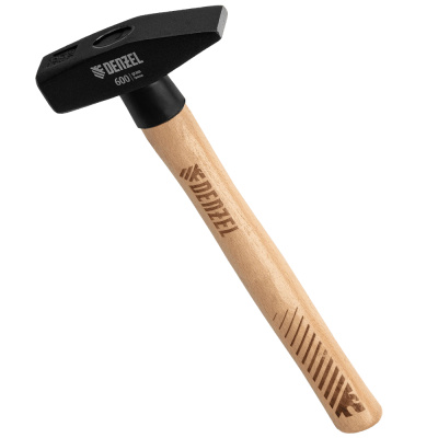 Молоток слесарный, 600 г, кованый квадратный боек, буковая рукоятка// Denzel