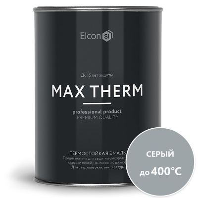 Эмаль Elcon, декоративная, термостойкая, быстросохнущая, глянцевая, серая, 0.8 кг, 400°С