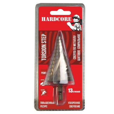 Сверло по металлу шаговое спиральное 6-35 мм (13 ступ.)Р6М5  "Hardcore" Torsion step