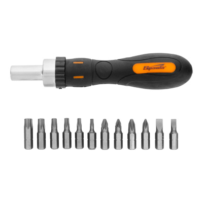 Отвертка реверсивная с набором бит, CrV, 12 шт.// Sparta