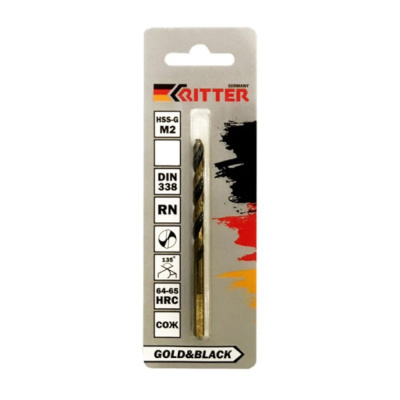 Сверло по металлу Ritter EC  7,0 мм (HSS-G M2 Gold&Black) DIN 338 RN (1 шт в блистере) (500/100/1)