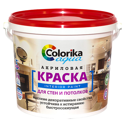 Краска "Colorika Aqua" для стен и потолков белая 7 кг