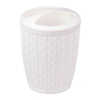 СТАКАН ДЛЯ ВАННОЙ КОМНАТЫ "ВЯЗАНОЕ ПЛЕТЕНИЕ" (БЕЛЫЙ) (1/18) "АЛЬТЕРНАТИВА" М7120