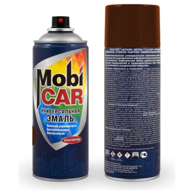 Эмаль аэрозольная универсальная MobiCAR, 520 мл, RAL 8016, коричневый глянцевый