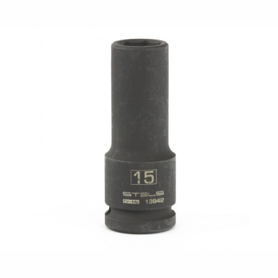 Головка ударная удлиненная шестигранная, 15 мм, 1/2", CrMo// Stels