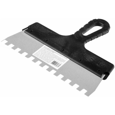 Шпатель из нержавеющей стали, 250 мм, зуб 10х10 мм, пластмассовая ручка // Sparta