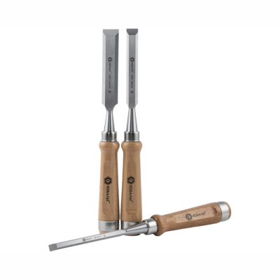 Набор стамесок КОБАЛЬТ плоских: 8, 16, 22 х 140 мм, CR-V, деревянная рукоятка (3 шт.) блистер