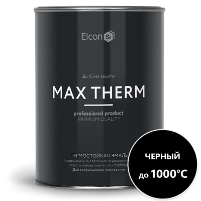 Эмаль Elcon, декоративная, термостойкая, быстросохнущая, глянцевая, черная, 0.8 кг, 1000°С