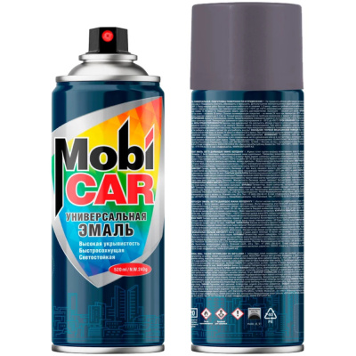 Эмаль аэрозольная универсальная MobiCAR, 520 мл, RAL 7016, антрацитово-серый глянцевый