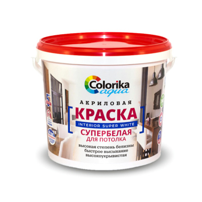 Краска "Colorika Aqua" супербелая для потолка 14 кг