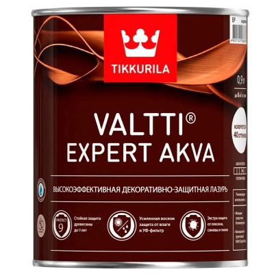 АНТИСЕПТИК ДЛЯ ДЕРЕВА "ТИККУРИЛА" ВАЛТТИ ЭКСПЕРТ АКВА  БЕСЦВЕТНЫЙ (БАЗА ПОД КОЛЕРОВКУ)  0,9 Л (1/6) 