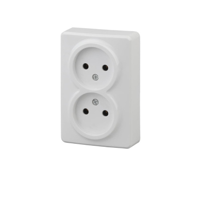 Розетка ЭРА 2х2P, 16A-250В, IP20, ОУ, Эра Эксперт, белый, 11-2202-01 (1/18) 