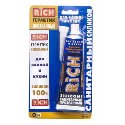 Силикон санитарный прозрачный тюбик 85 мл RICH