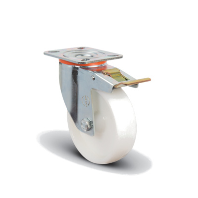 Колесо нейлоновое поворот. с тормозом 100мм (EM01-ZKZ-100F)