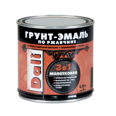 ГРУНТ- ЭМАЛЬ ПО РЖАВЧИНЕ "DALI" 3 В 1 МОЛОТКОВАЯ МЕДНАЯ  0,75 Л (6) "РОГНЕДА"