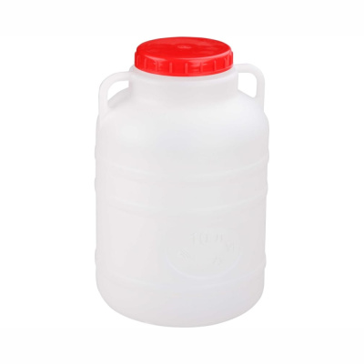 КАНИСТРА-БОЧКА ПЛАСТ. 10 Л КРУГЛАЯ С КРЫШКОЙ И РУЧКАМИ (1/10) "АЛЬТЕРНАТИВА" М043