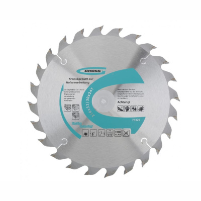 Диск пильный по дереву ф216 х 32 мм, 24 зуба + кольцо 32/30мм// Gross