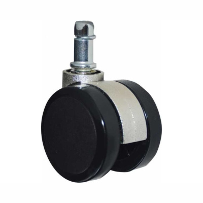 Колесо мебел. штырь М11 50мм двойное  вставка  хром с подшипником  (60-25-26)