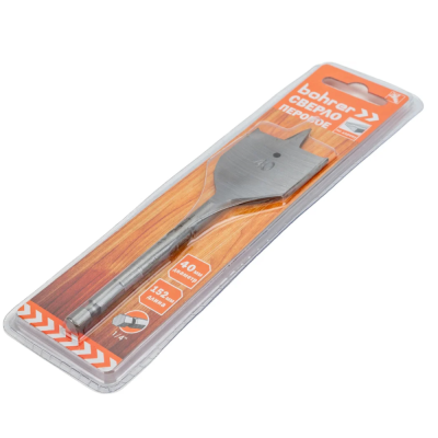 Сверло Bohrer перовое по дереву 40х152 мм (в блистере)(300/75/1)