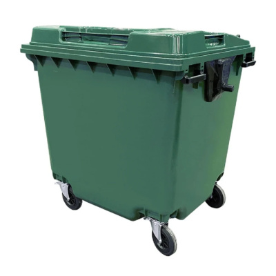 Мусорный контейнер п/э 1100л, на колесах цв. зеленый