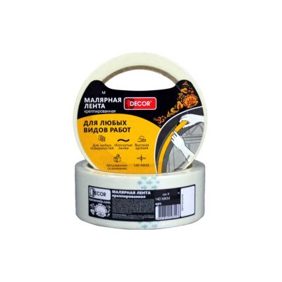 Лента малярная DЕCOR 19 мм х 50 м, креппированная, 140 мкм (135шт/уп)