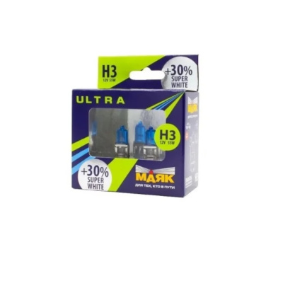 Лампа авт. 12V (4200 K, +30%) H3 55W PK22s (*комплект: 2 шт.) Super White +30% Маяк
