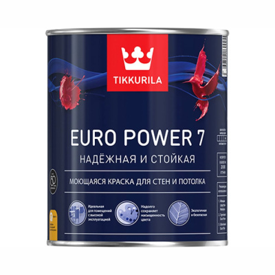 КРАСКА "EURO POWER-7"  БАЗА С  2,7 Л (1) МОЮЩАЯСЯ ДЛЯ СТЕН И ПОТОЛКОВ "ТИККУРИЛА"