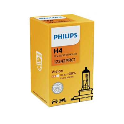 Лампа авт. 12V ( cтандарт) H4 60/55W P43t (1 шт., картон) Vision Premium +30% Philips