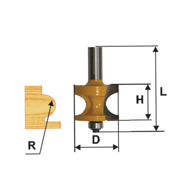 Фреза кромочная полустерж. ф28,6мм R6.35мм