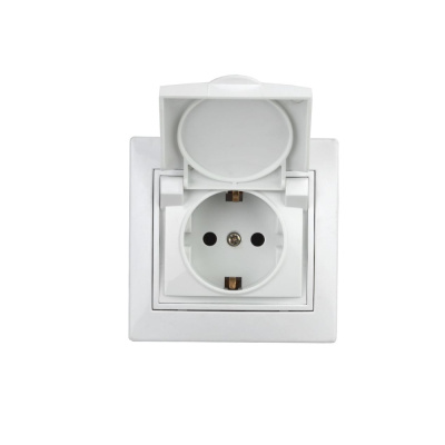 Розетка 2P+E Schuko с крышкой, 16А-250В, IP20, СУ, белый ntro Plano 1-203-01 